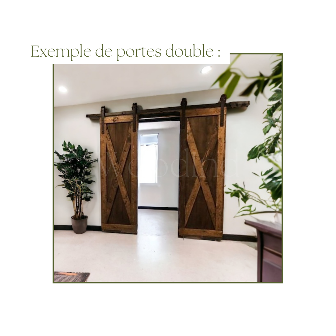 Porte coulissante en bois vieilli + rail - Sur mesure WoodInd