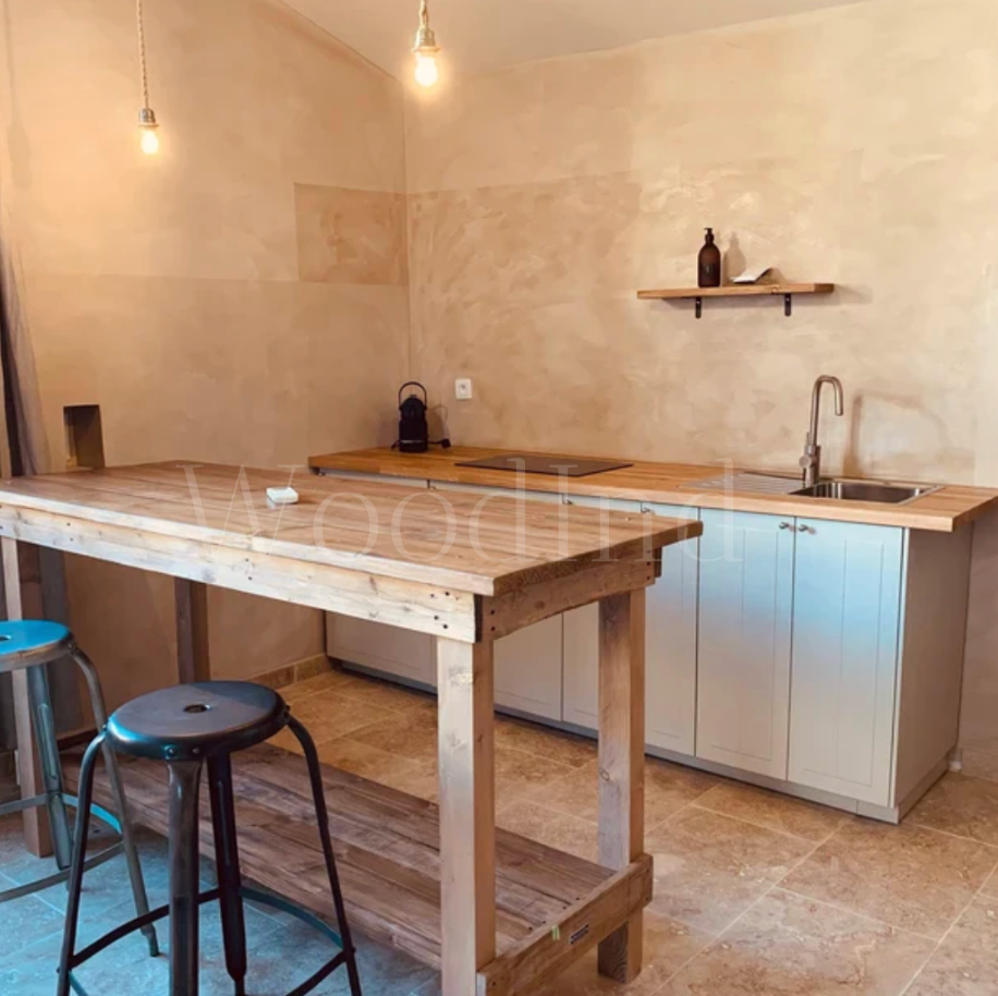 Îlot Central Sur Roulettes - îlot De Cuisine Extensible Avec Plan De Travail 2 Tiroirs Mdf Gris
