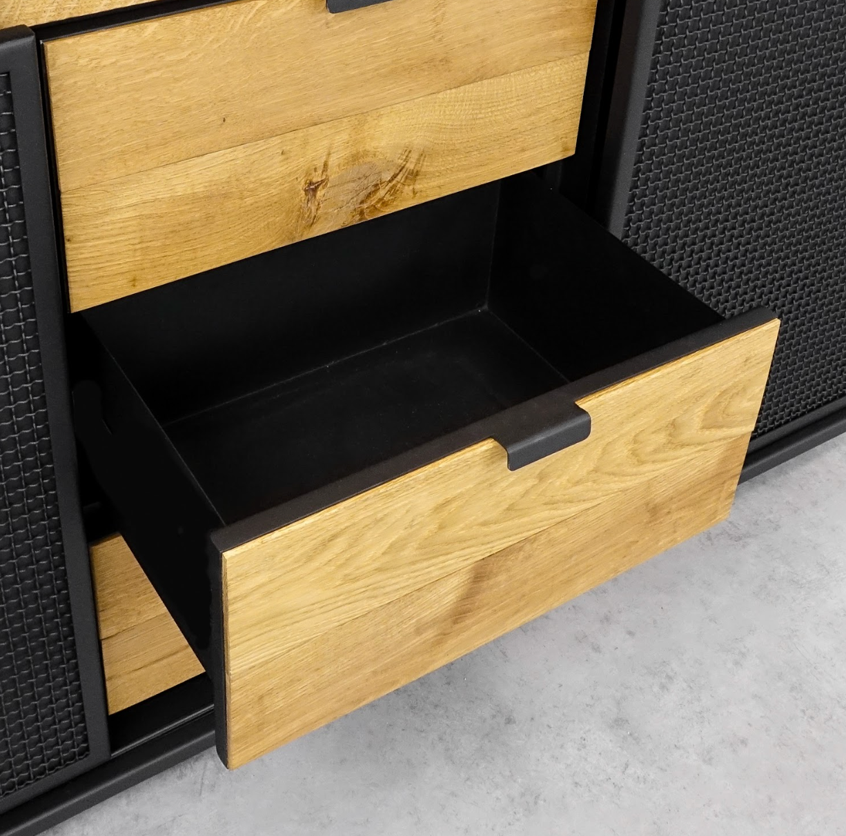 Buffet en bois et porte coulissante fer noir - INDUS La boutique du meuble