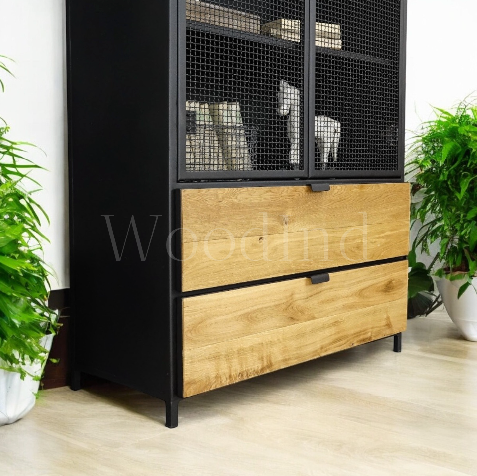 Etagère bois et porte en fer noir - INDUS La boutique du meuble