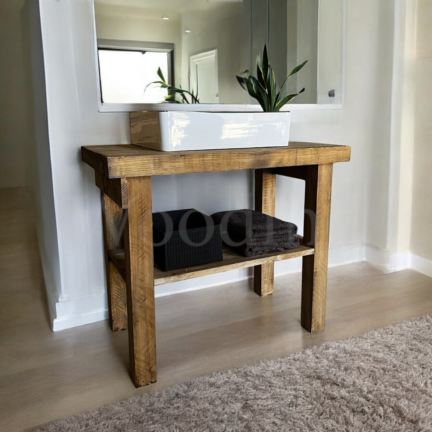 Meuble de salle de bain en bois brut MIA - Sur mesure WoodInd