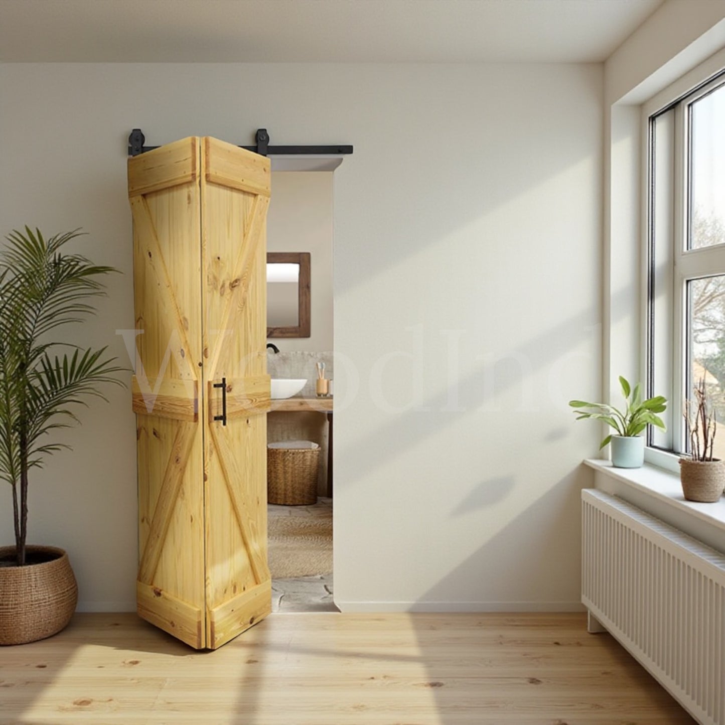 Porte coulissante pliable en bois brut La fabrique du meuble