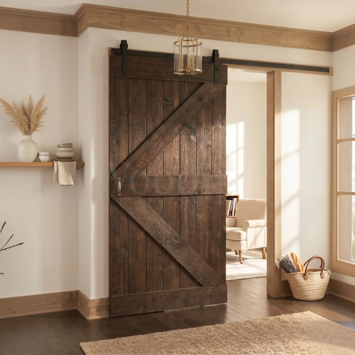 Porte coulissante sur rail - Sur mesure - Bois brut