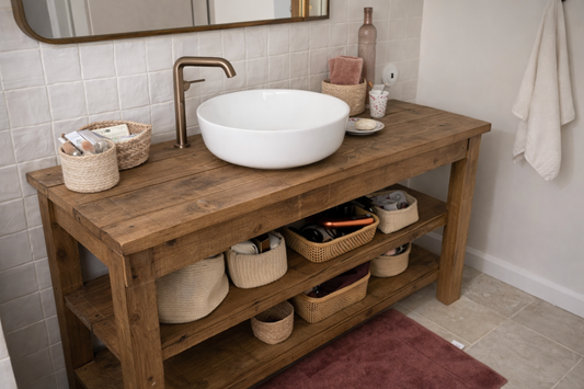 meuble de salle de bain sur mesure en bois 