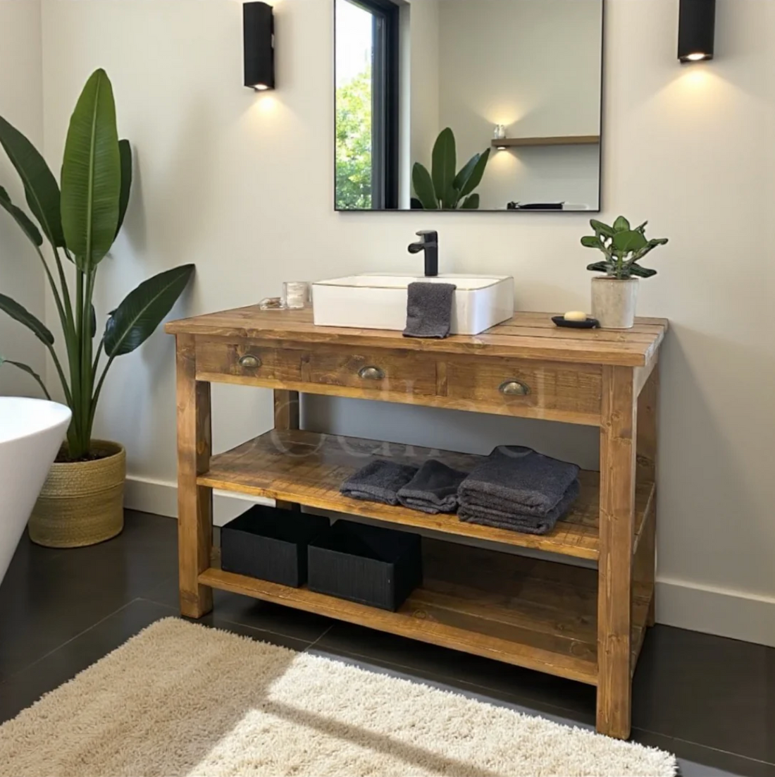 meuble sous vasque sur mesure en bois 