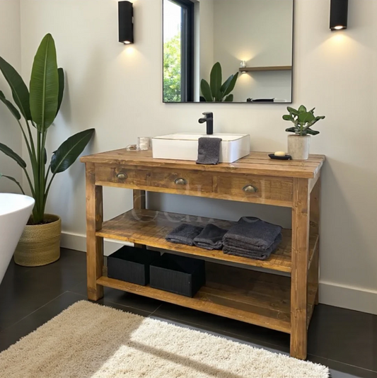 meuble sous vasque sur mesure en bois 