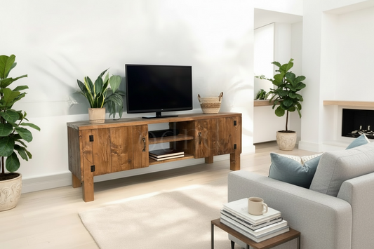 meuble TV en bois massif sur mesure 