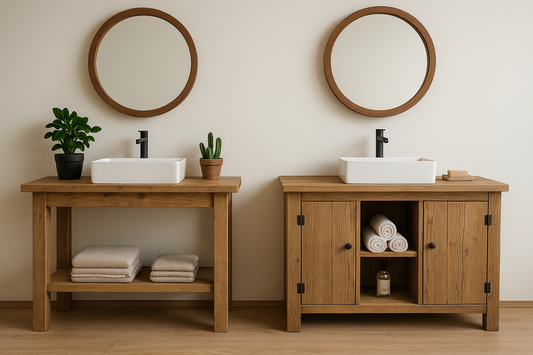 Meuble sous vasque en bois brut sur mesure 