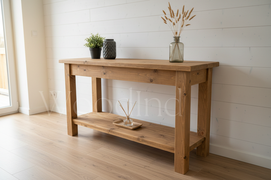 console d'entrée sur mesure en bois brut 