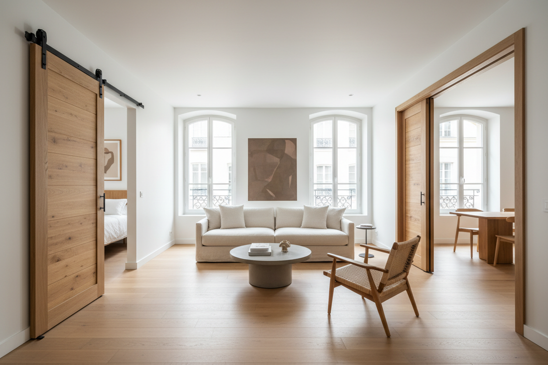 porte coulissante sur mesure en bois 