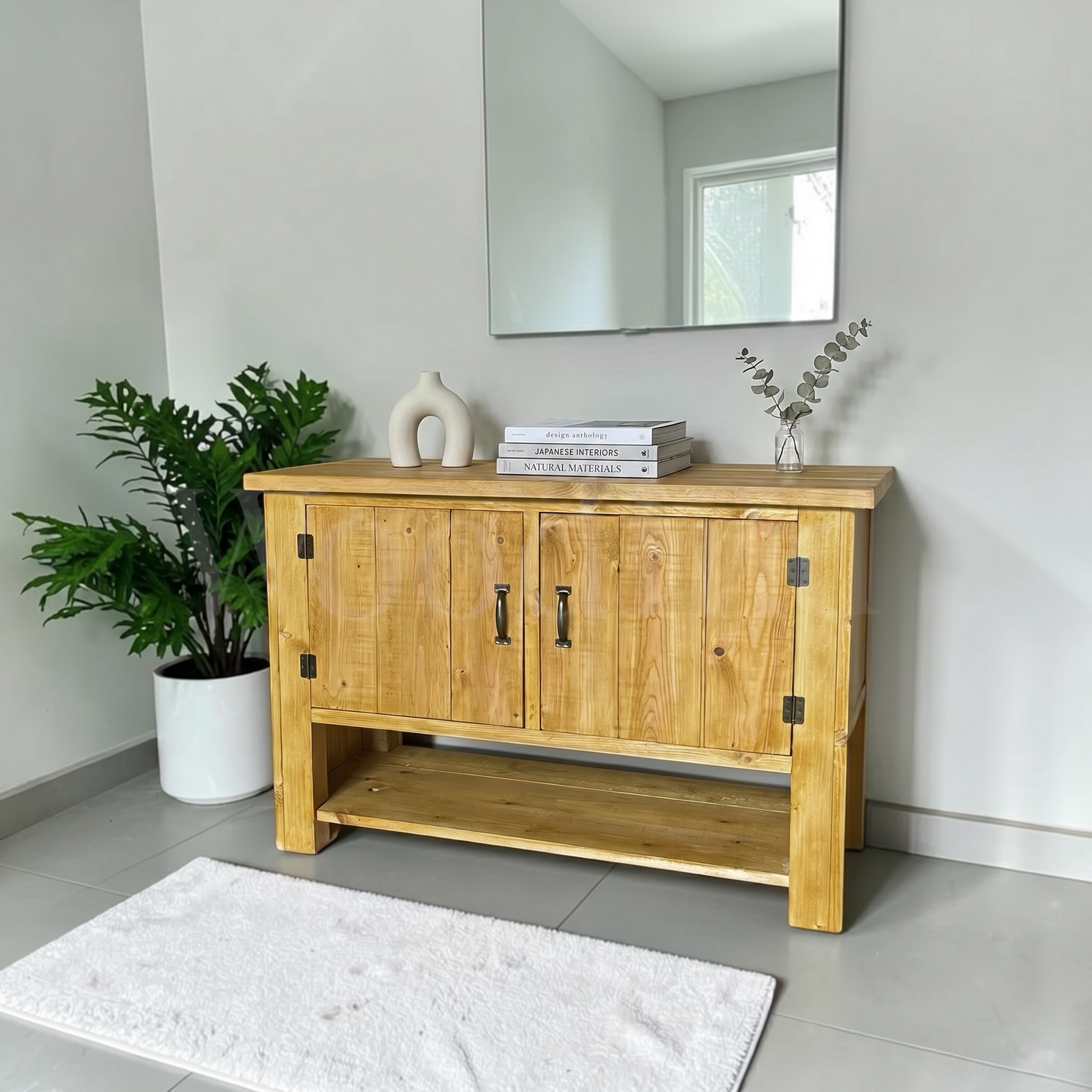 Buffet sur mesure en bois brut avec deux portes et une étagère - ELIE WoodInd