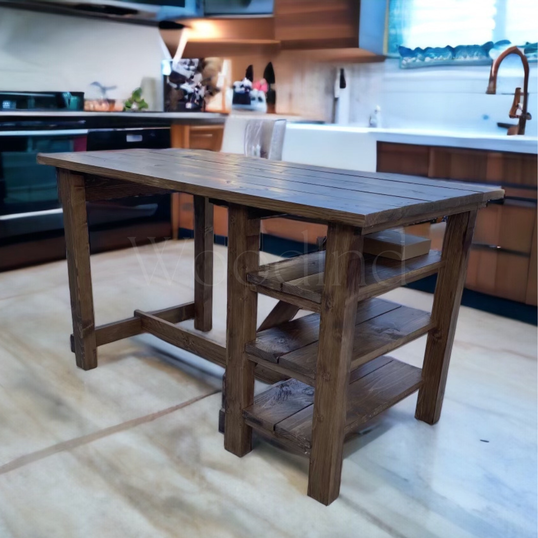 Ilot centrale bois avec rangements - Sur mesure WoodInd