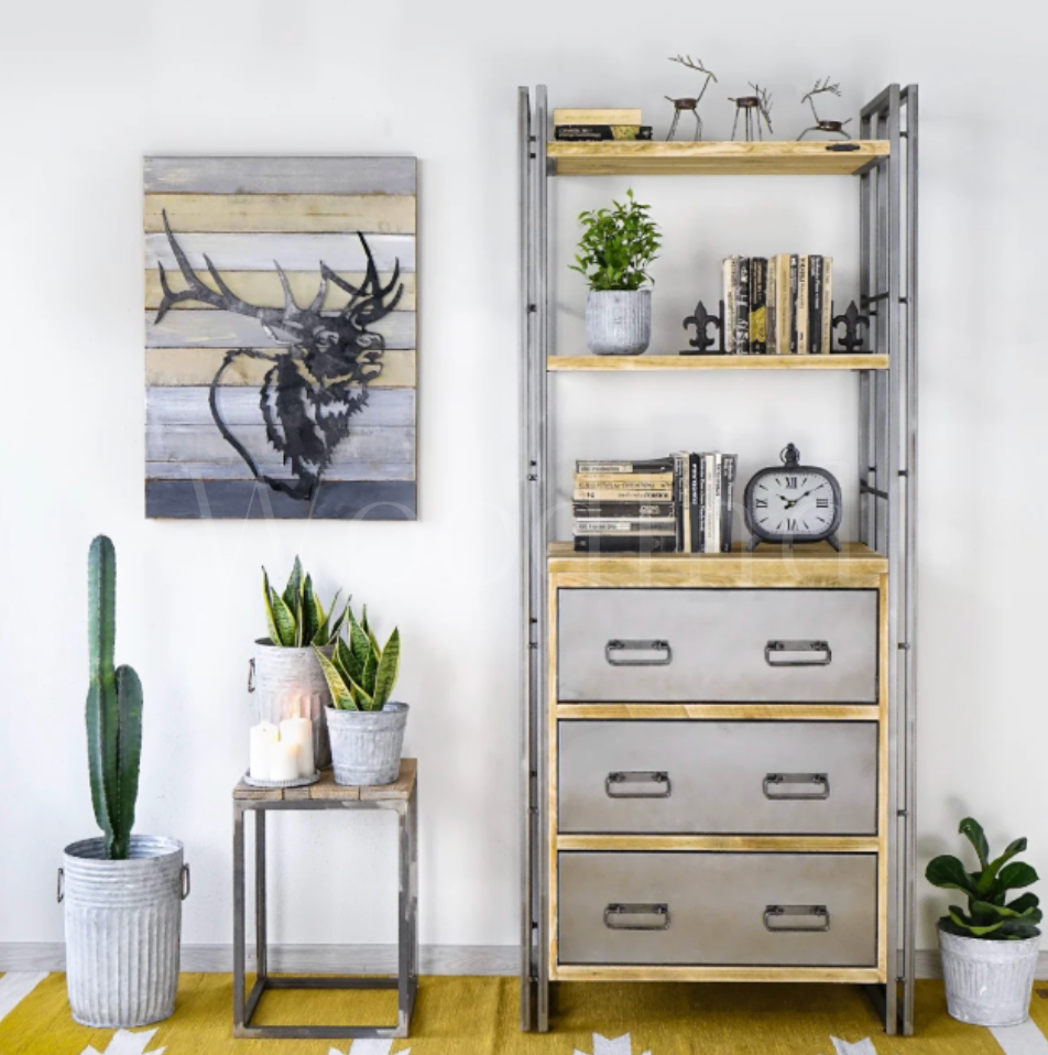 Etagère en bois à tiroirs fer - HARMONY La boutique du meuble