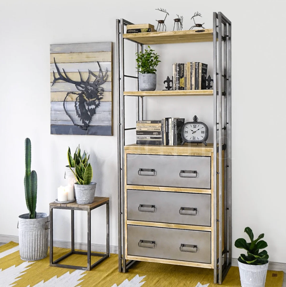Etagère en bois à tiroirs fer - HARMONY La boutique du meuble
