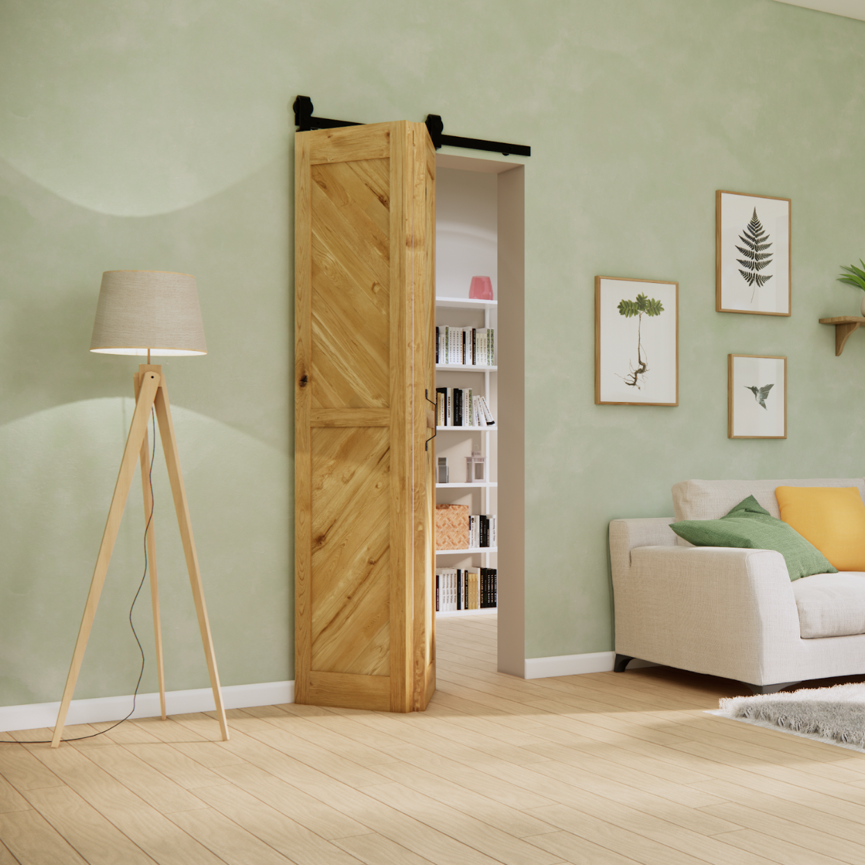 Porte coulissante pliante en chêne La fabrique du meuble