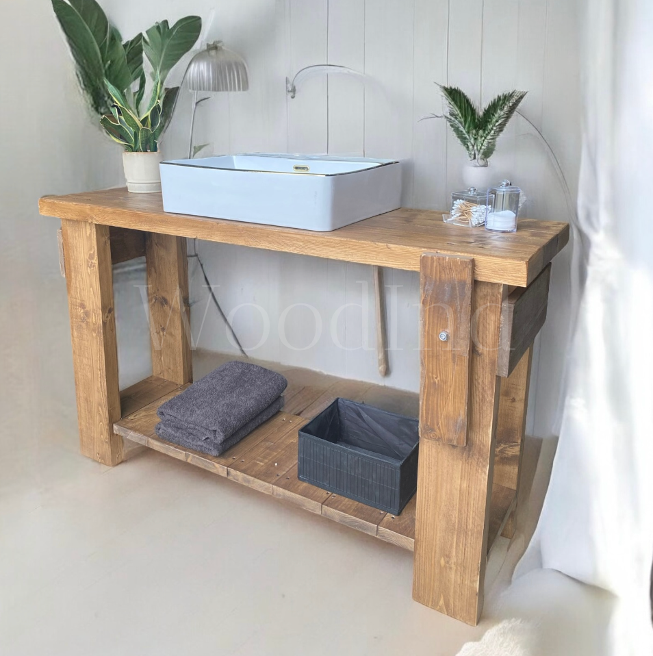 Meuble établi salle de bain vintage BERENICE - Sur mesure WoodInd