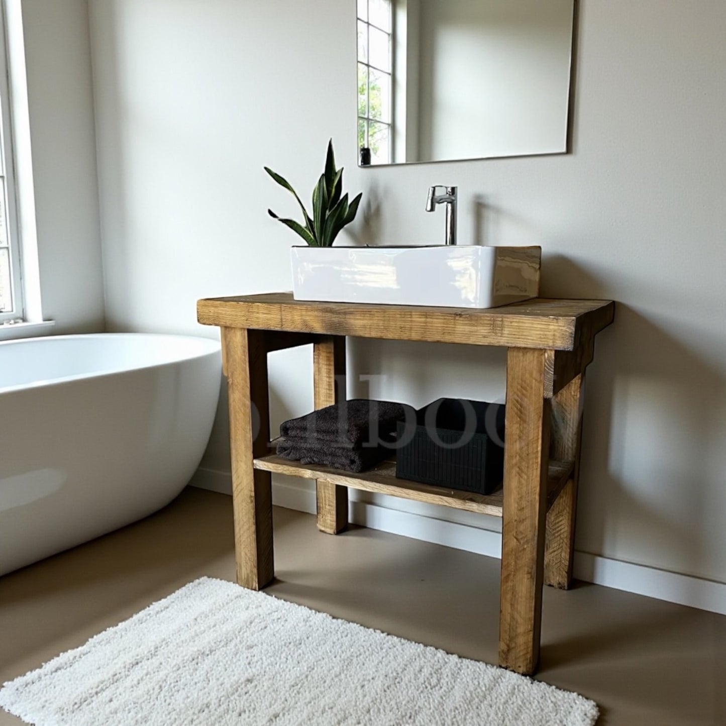 Meuble de salle de bain en bois brut MIA - Sur mesure WoodInd