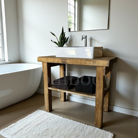 Meuble de salle de bain en bois brut MIA - Sur mesure WoodInd