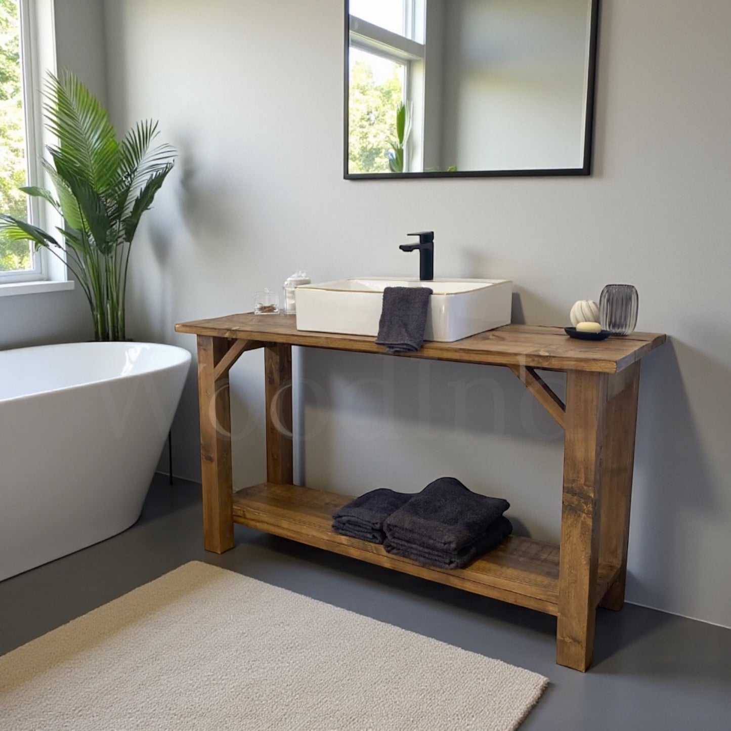 Etabli meuble de salle de bain vintage en bois SOX - Sur mesure WoodInd