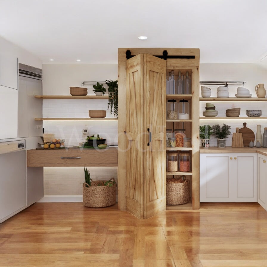Porte coulissante pliable en chêne La fabrique du meuble