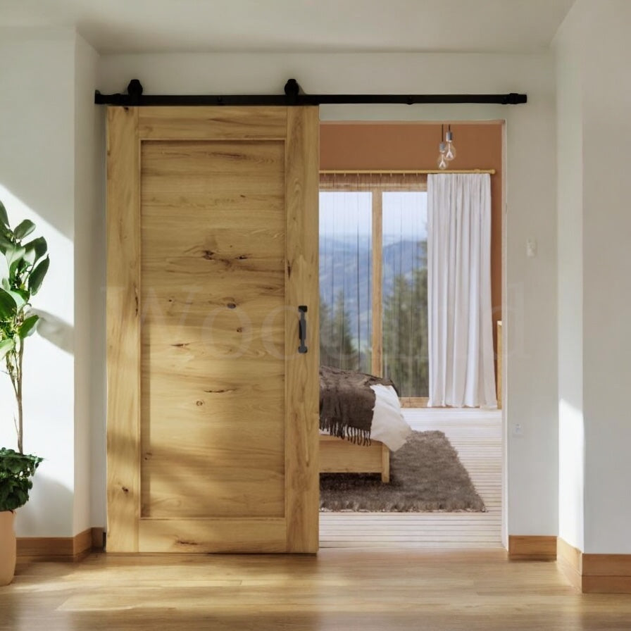 Porte coulissante en chêne brut La fabrique du meuble