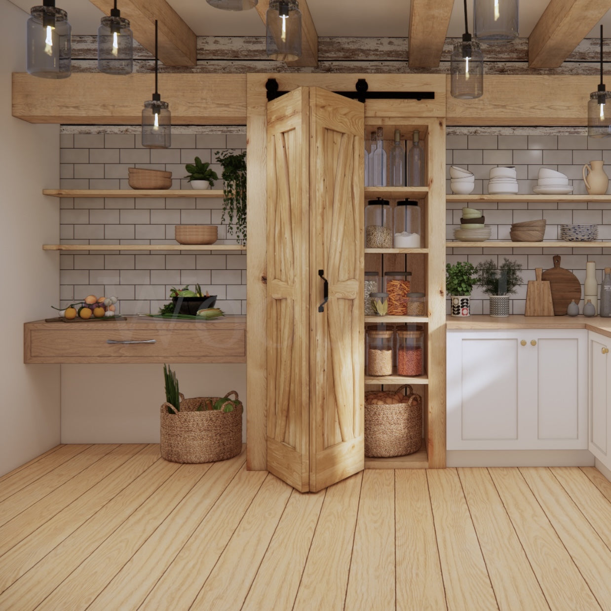 Porte coulissante pliable en chêne La fabrique du meuble