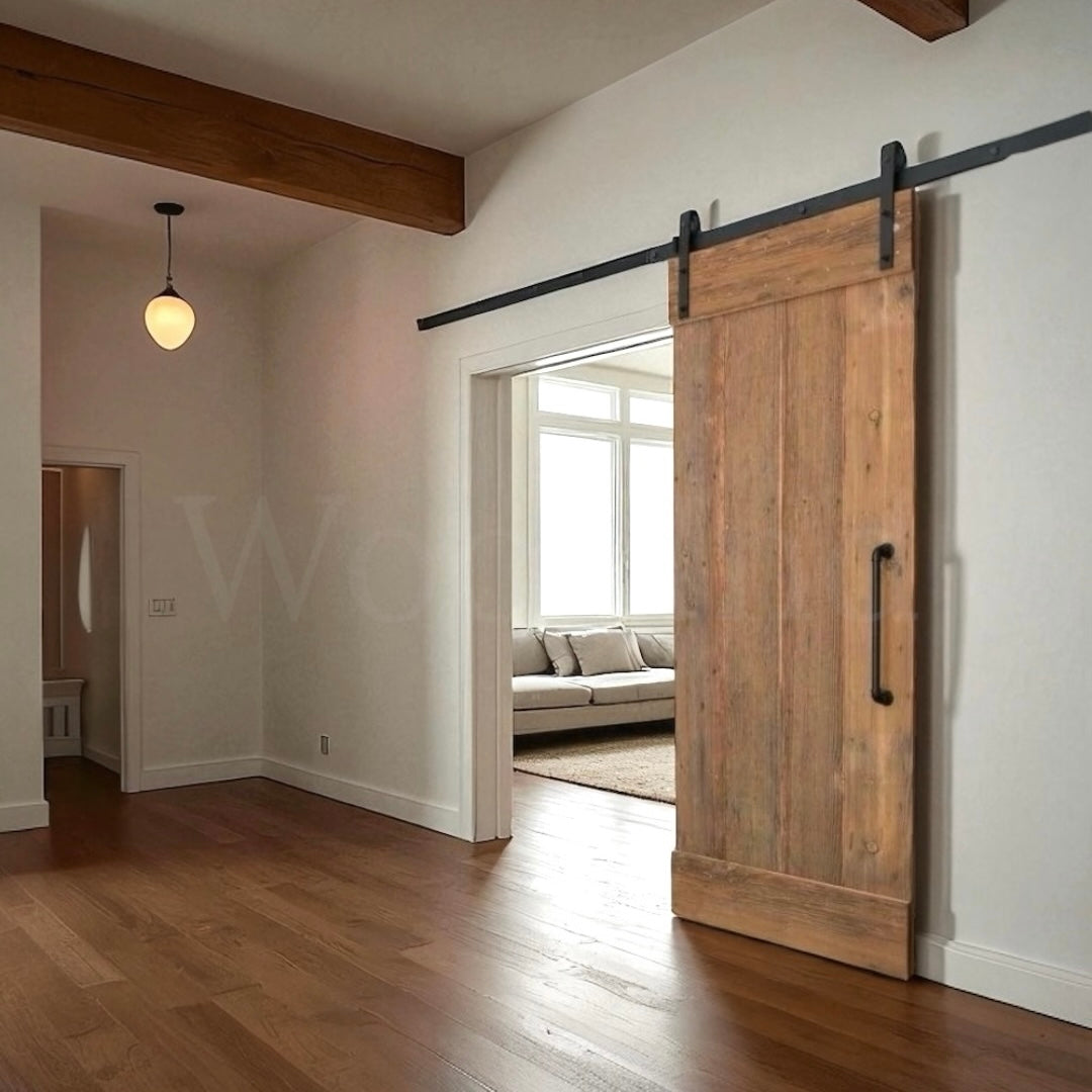 Porte coulissante intérieur épuré en bois + rails - Sur Mesure WoodInd