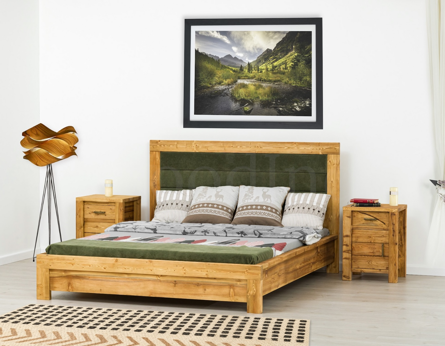 Lit double en bois avec tête de lit rembourré ESSENTIAL La fabrique du meuble