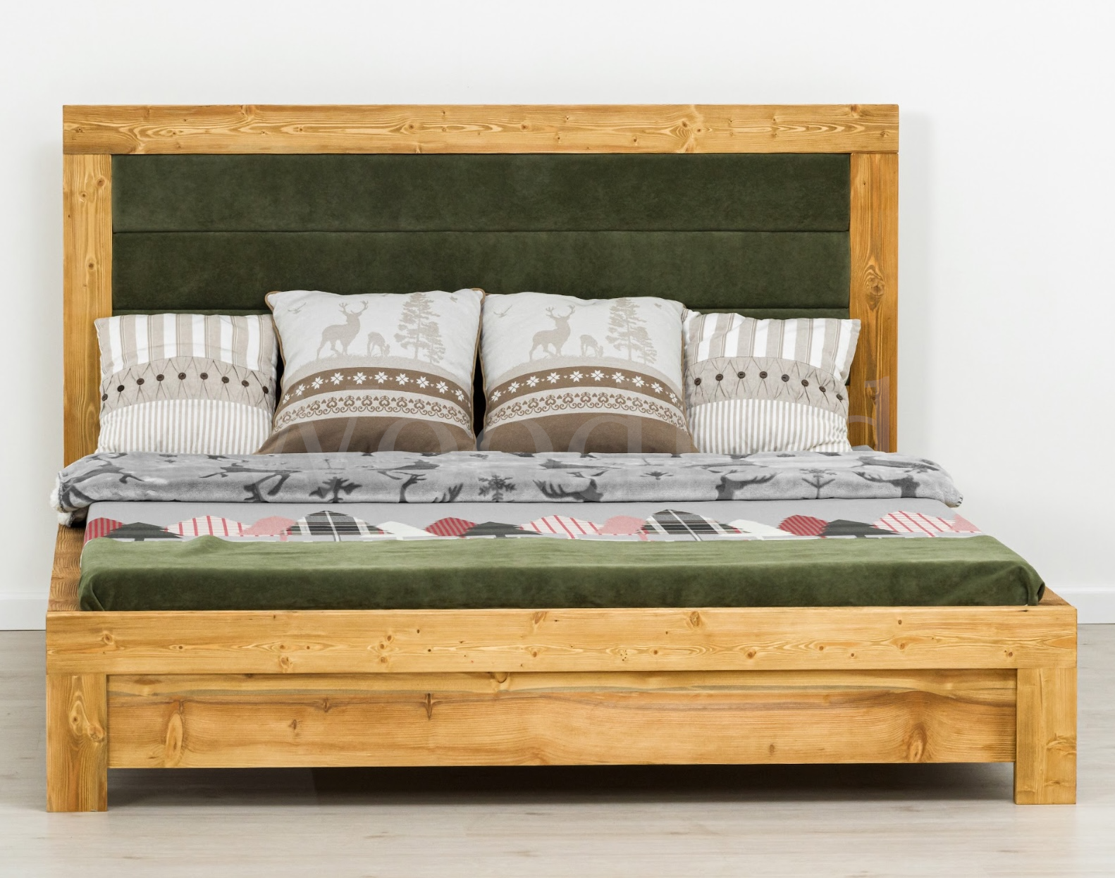 Lit double en bois avec tête de lit rembourré ESSENTIAL La fabrique du meuble