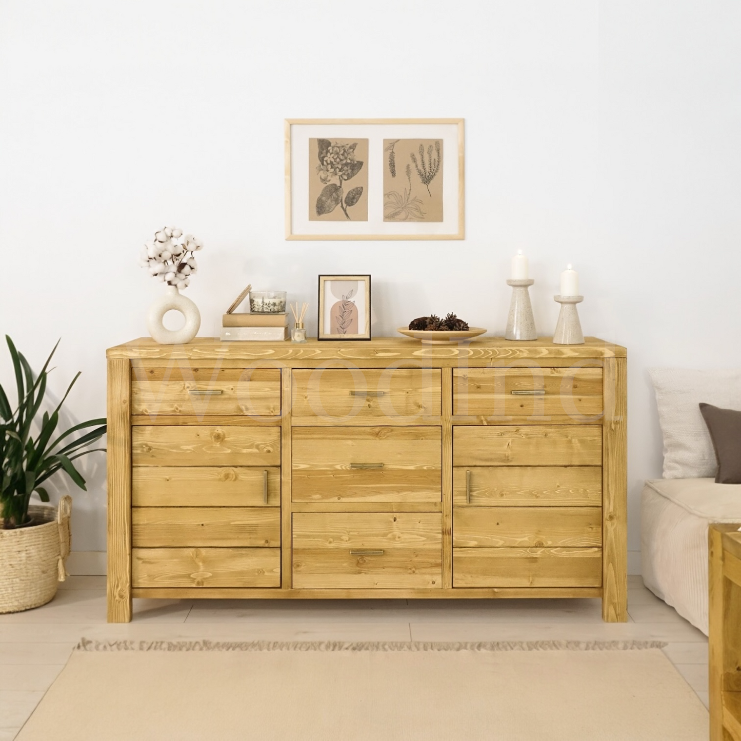 Buffet en bois brut quatre tiroirs et deux portes ESSENTIAL La fabrique du meuble