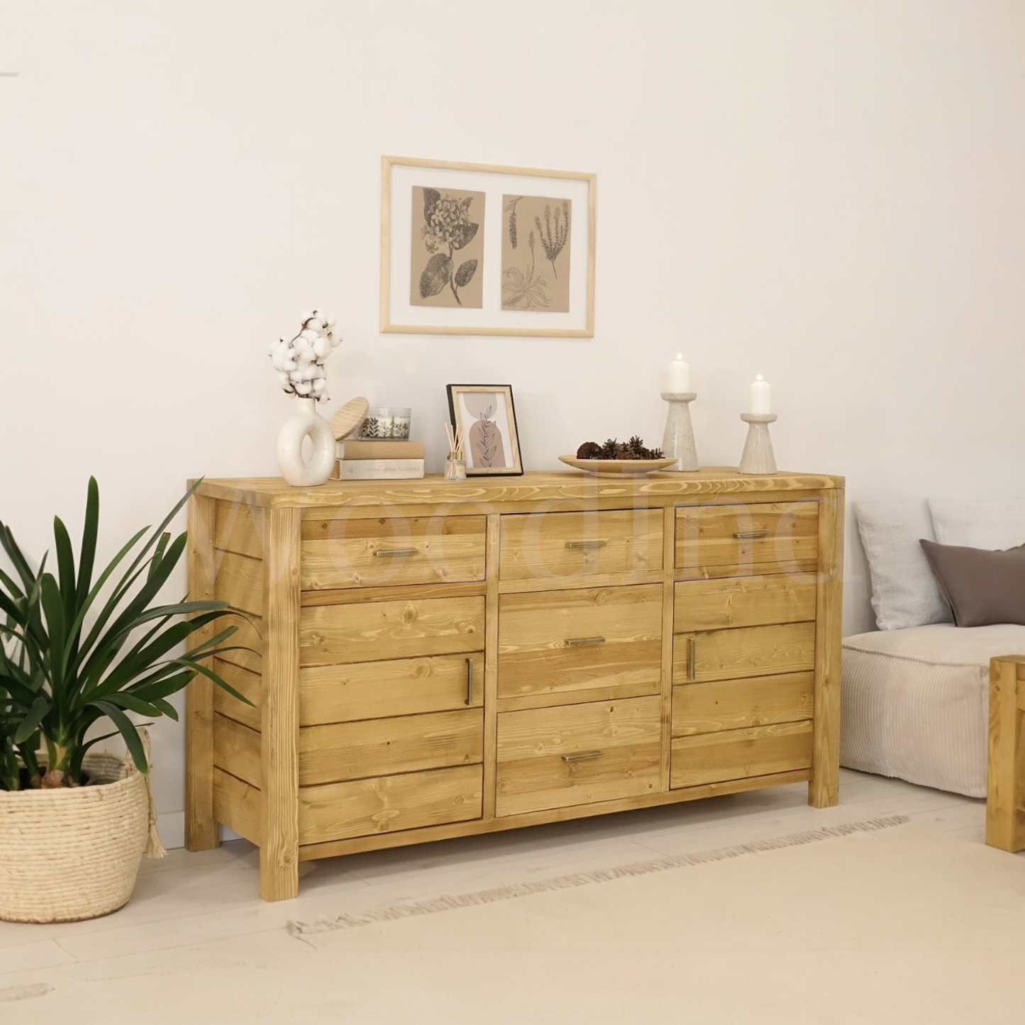 Buffet en bois brut quatre tiroirs et deux portes ESSENTIAL La fabrique du meuble