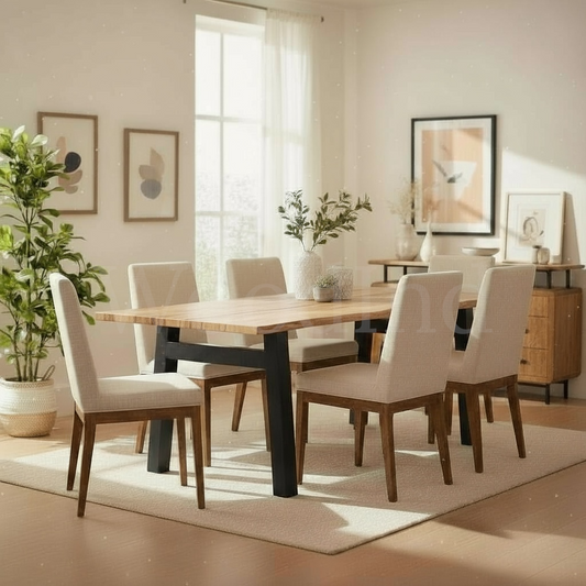 Table en chêne massif et pied en fer noir LUNA La fabrique du meuble