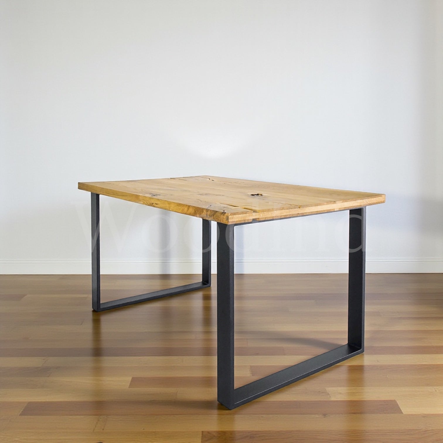 Table à manger en chêne brut et pied en fer - MARY La fabrique du meuble