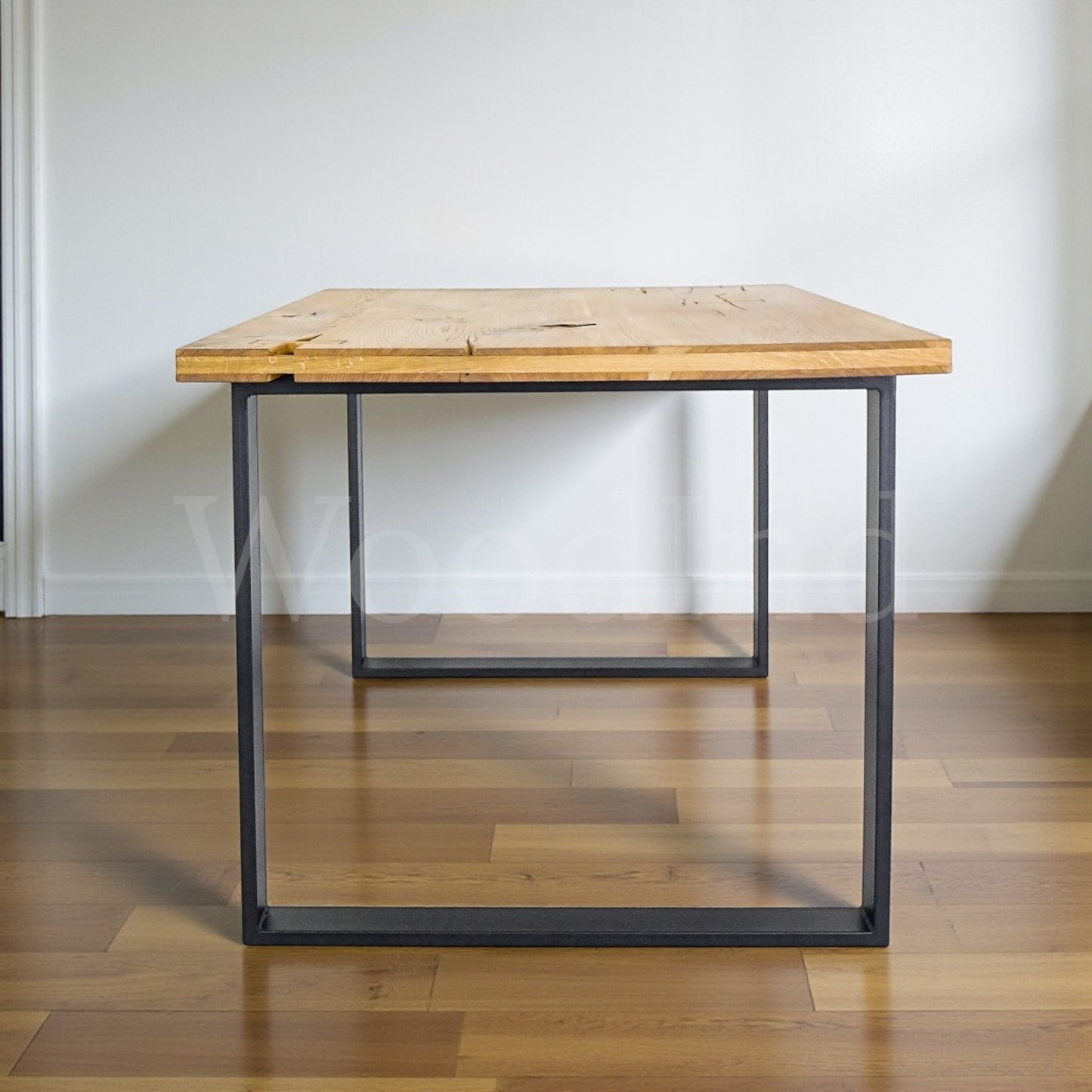 Table à manger en chêne brut et pied en fer - MARY La fabrique du meuble