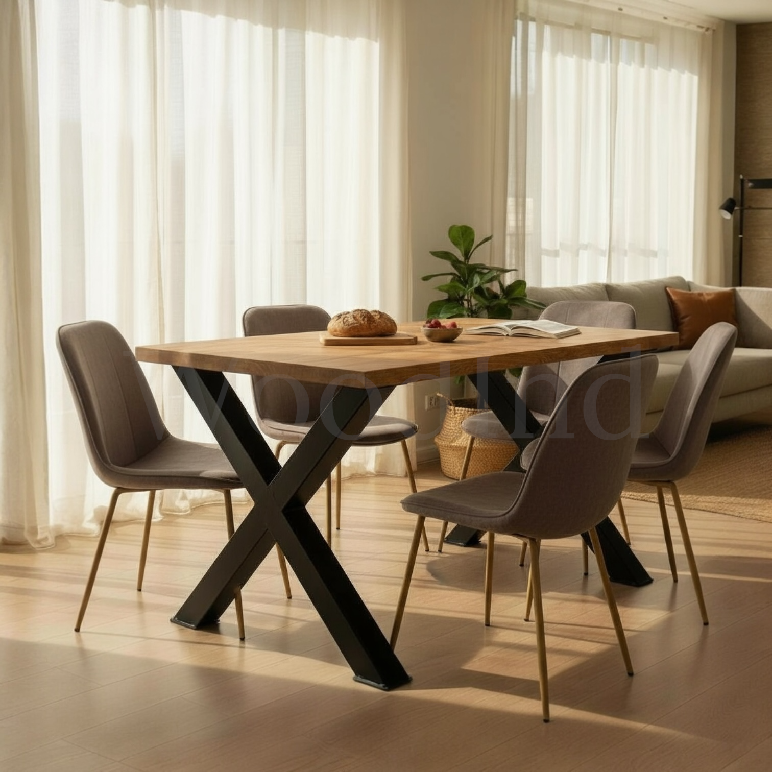 Table à manger en chêne et pied en fer - ELLA La fabrique du meuble