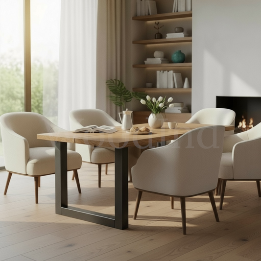 Table à manger en chêne et pied en fer - AVA La fabrique du meuble