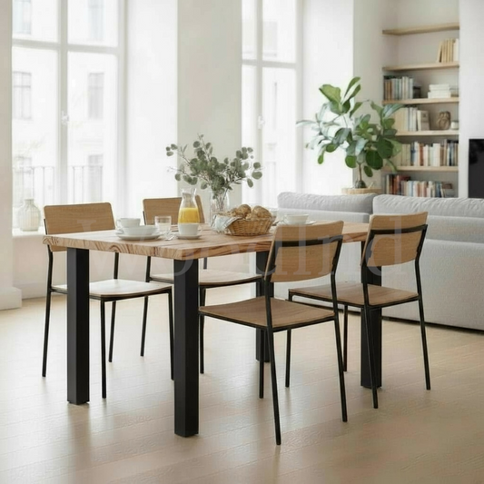 Table à manger en chêne avec des pied en fer - IRYS La fabrique du meuble