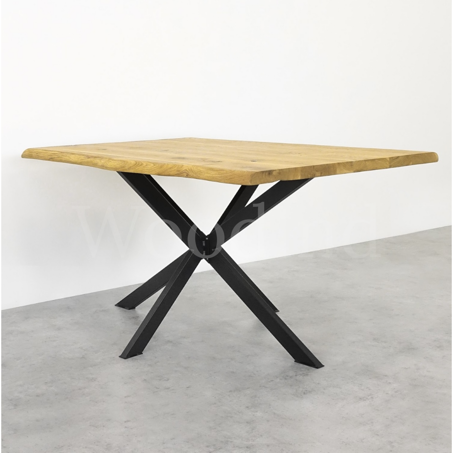 Table en chêne avec un pied centrale en fer noir - MILY La fabrique du meuble