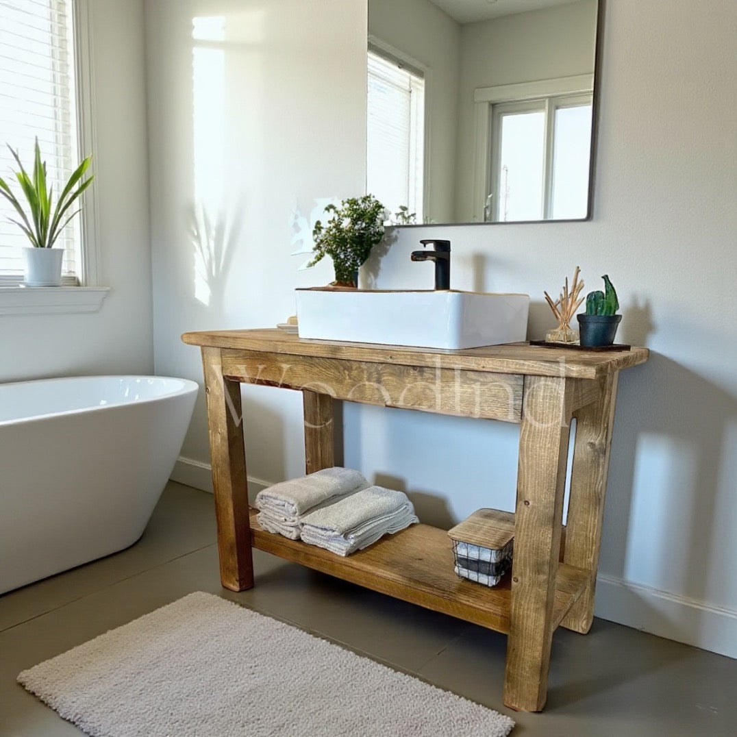 Meuble salle de bain bois vintage LAURENT - Sur mesure WoodInd