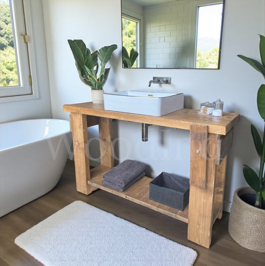 Meuble établi salle de bain vintage BERENICE - Sur mesure WoodInd