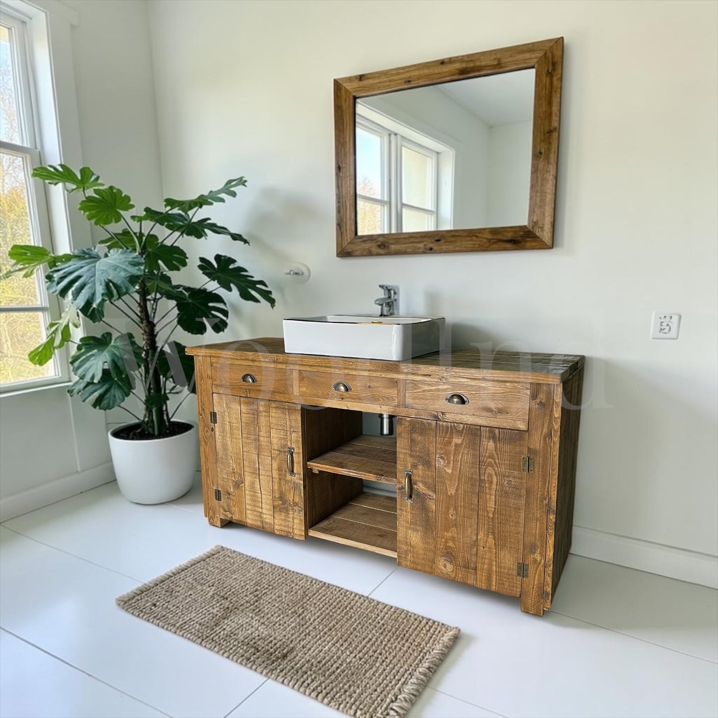 Meuble sous vasque EZIO - deux portes et une niche - sur mesure WoodInd