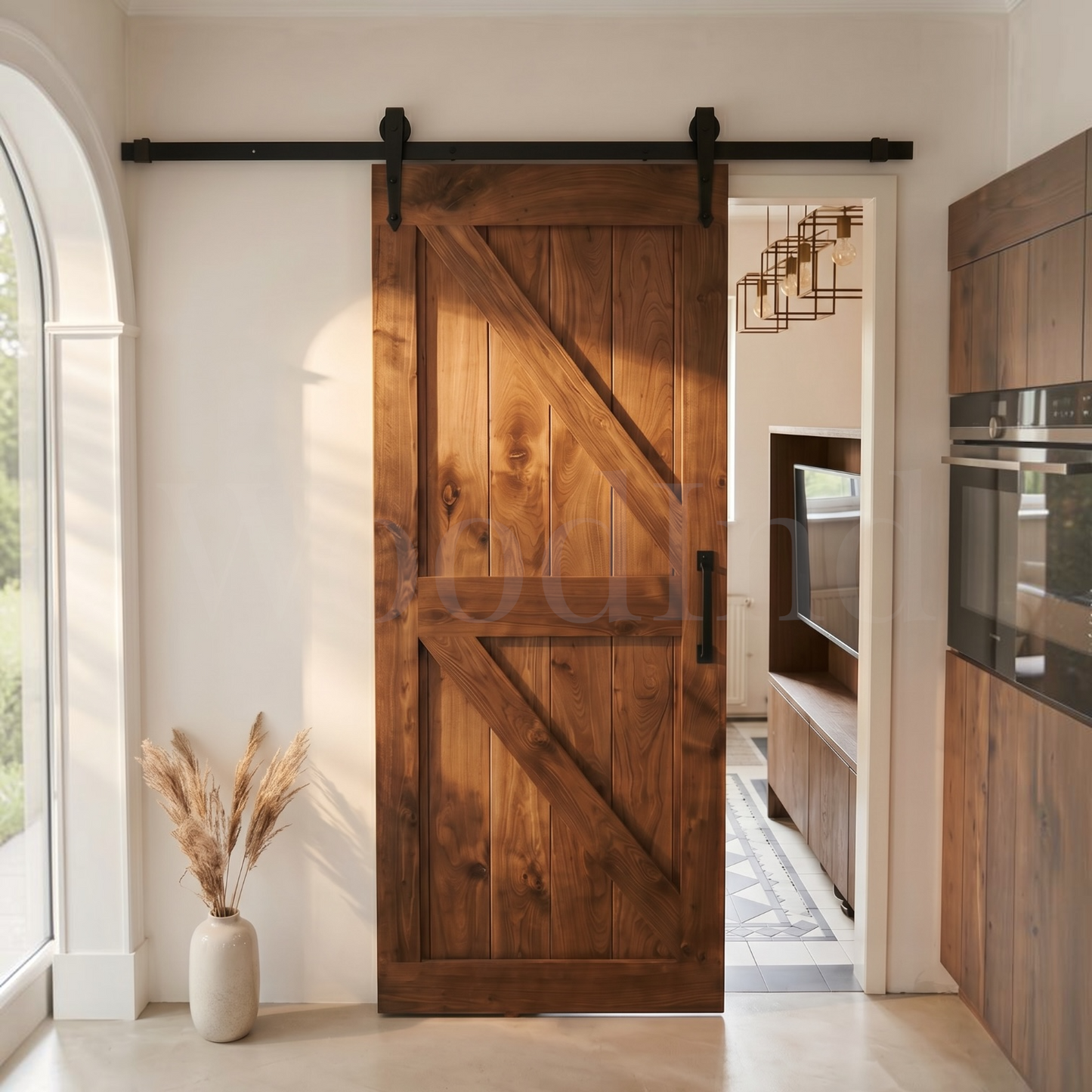 Porte coulissante en bois brut sur mesure