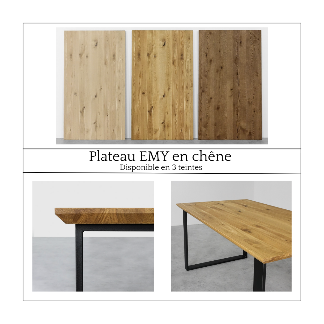 Table en chêne avec un pied centrale en fer noir - MILY La fabrique du meuble