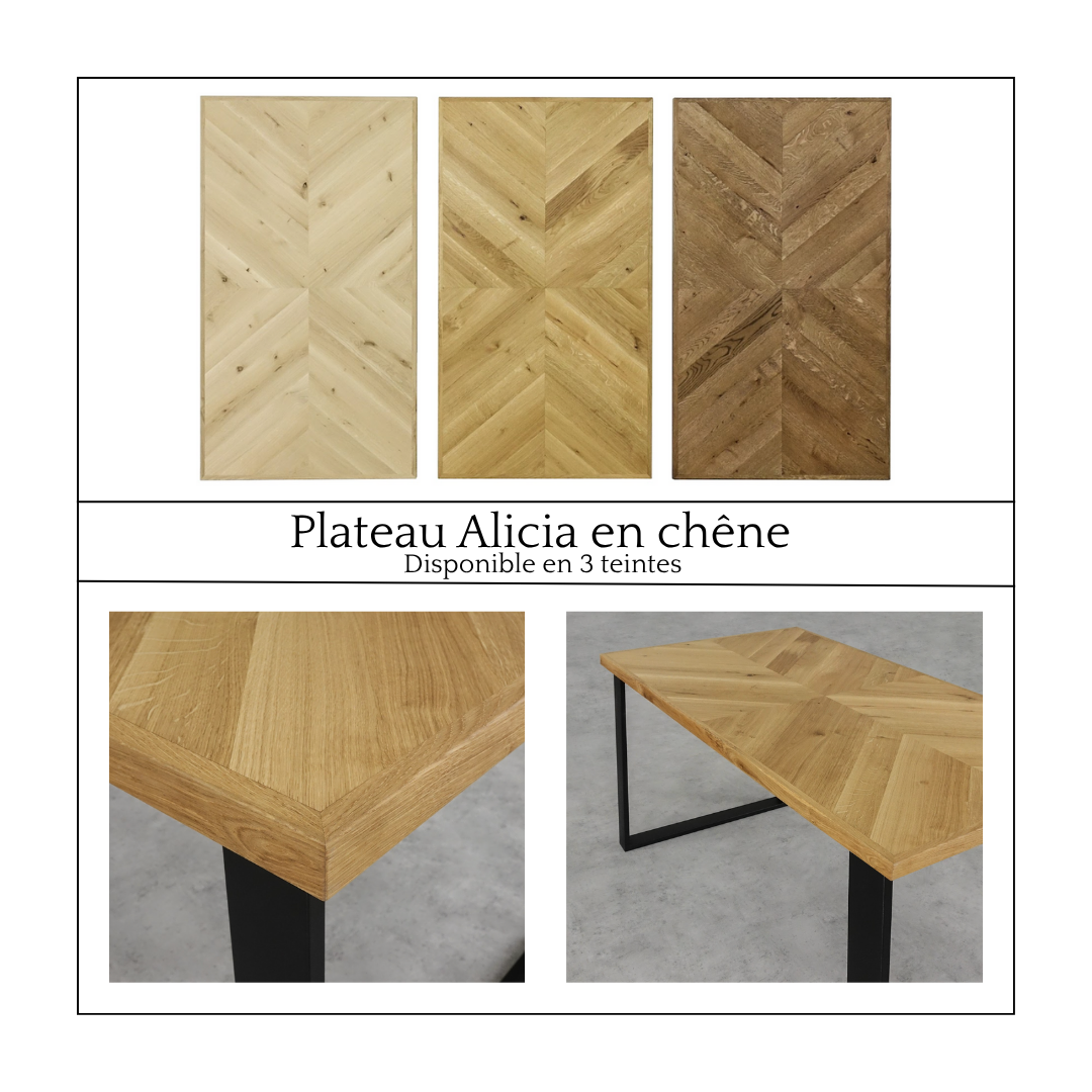 Table en chêne avec un pied centrale en fer noir - MILY La fabrique du meuble