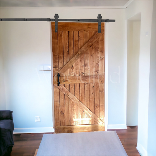 Porte coulissante en bois vintage, avec son rails - WoodInd