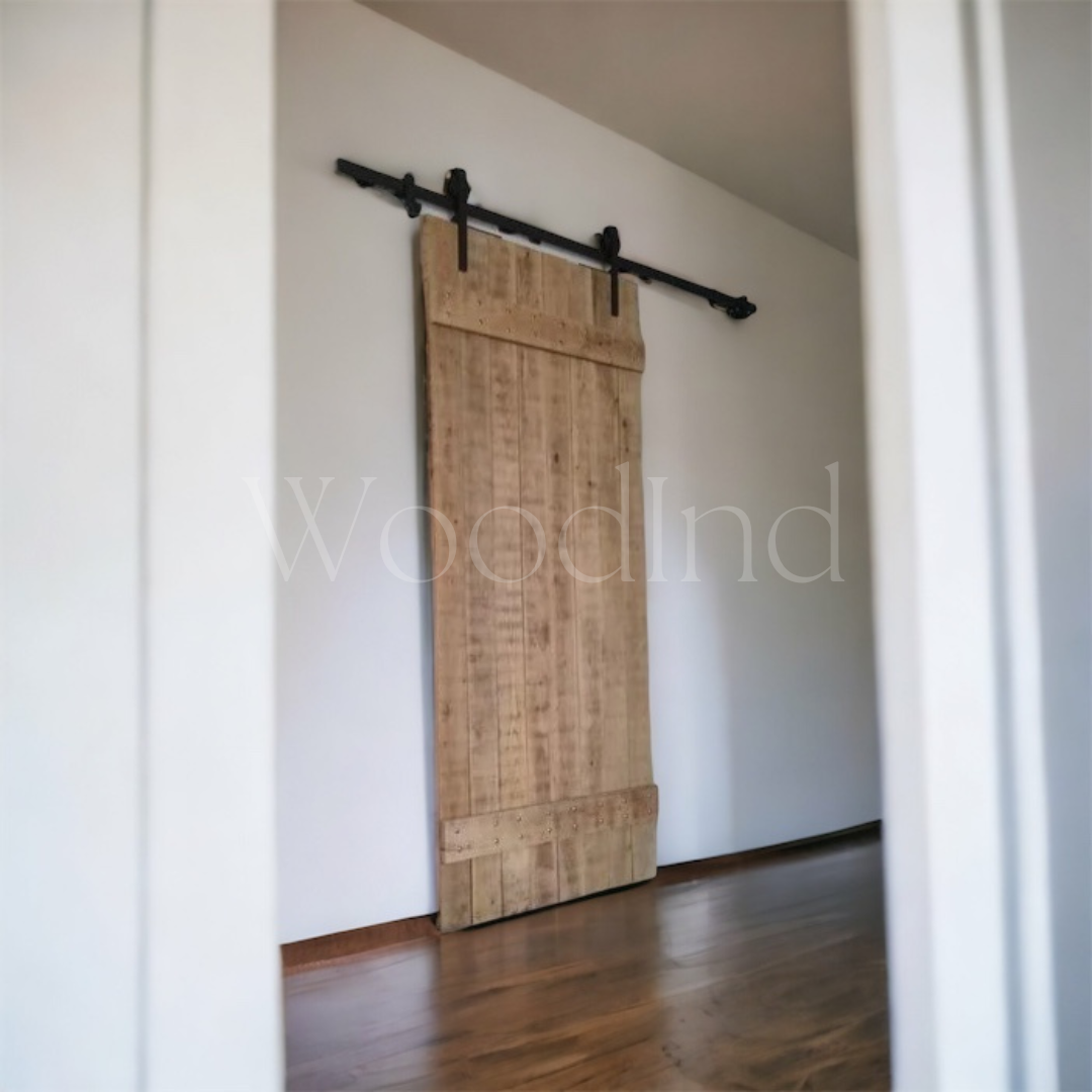 Porte coulissante industriel en bois + Kit rail - WoodInd