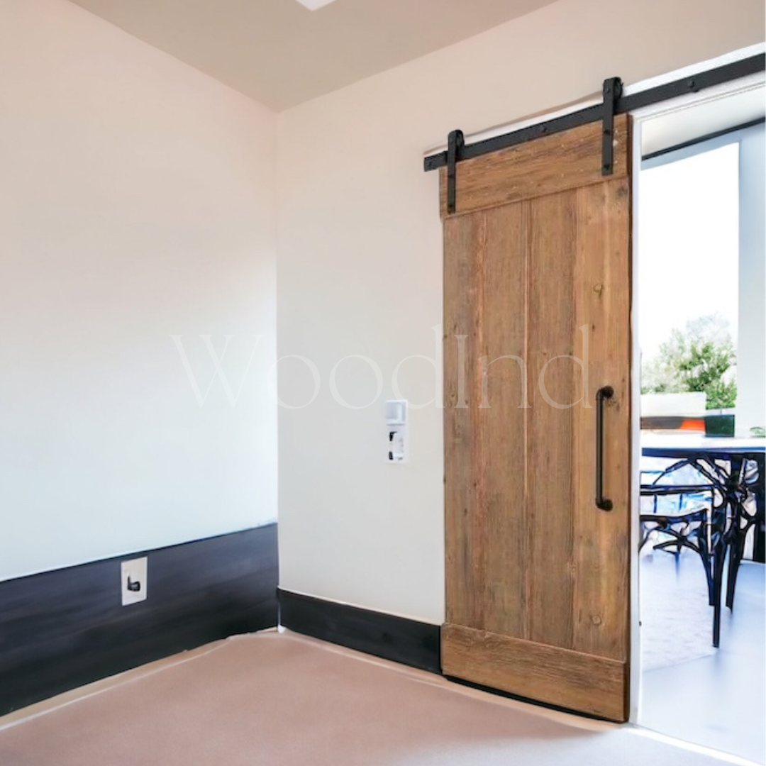 Porte coulissante en bois + rails - WoodInd