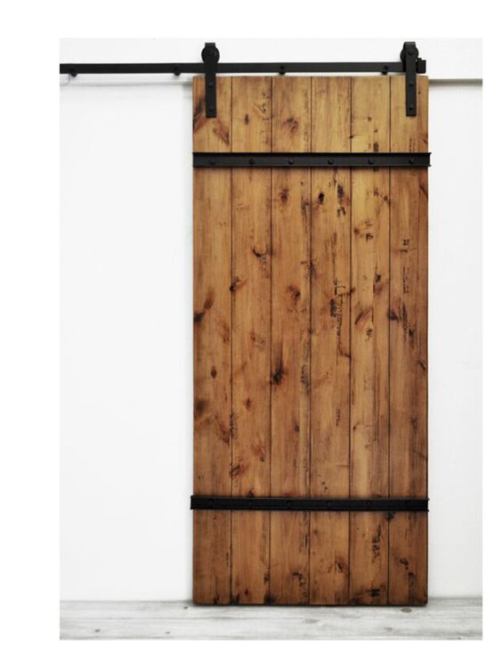 Porte coulissante en bois et en fer avec son rails - WoodInd