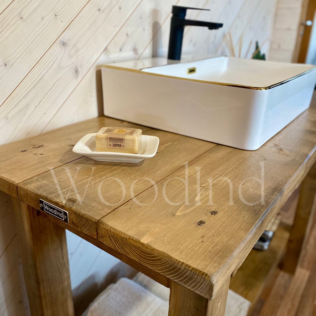 Meuble salle de bain bois vintage LAURENT - WoodInd