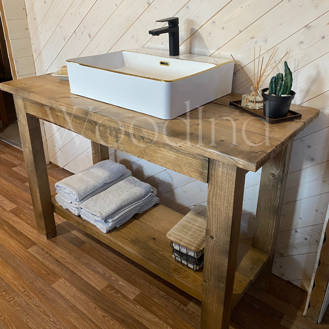Meuble salle de bain bois vintage LAURENT - WoodInd
